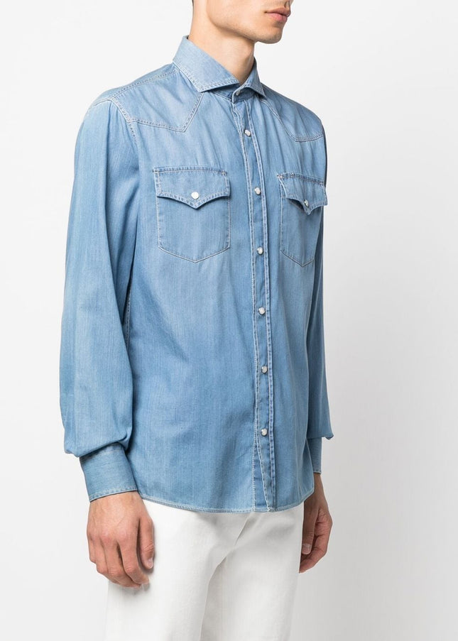 Brunello Cucinelli Shirts Clear Blue