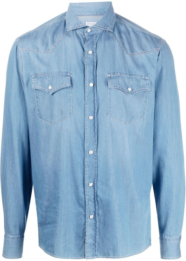 Brunello Cucinelli Shirts Clear Blue