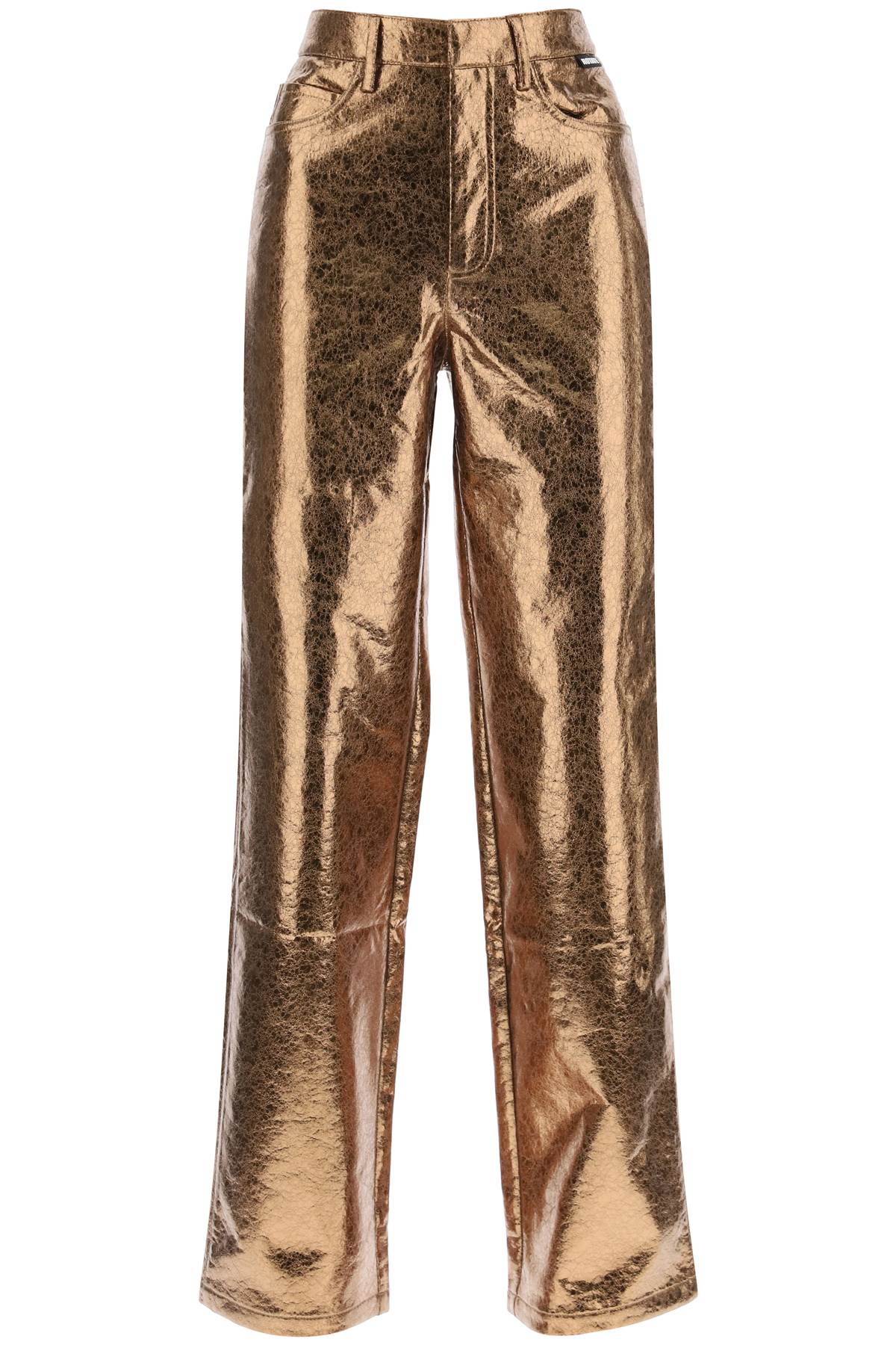 Rotate Textured Laminated Pants-Women's Fashion - Women's Clothing - Bottoms - Pants & Capris-Rotate-36-Metallic-Urbanheer