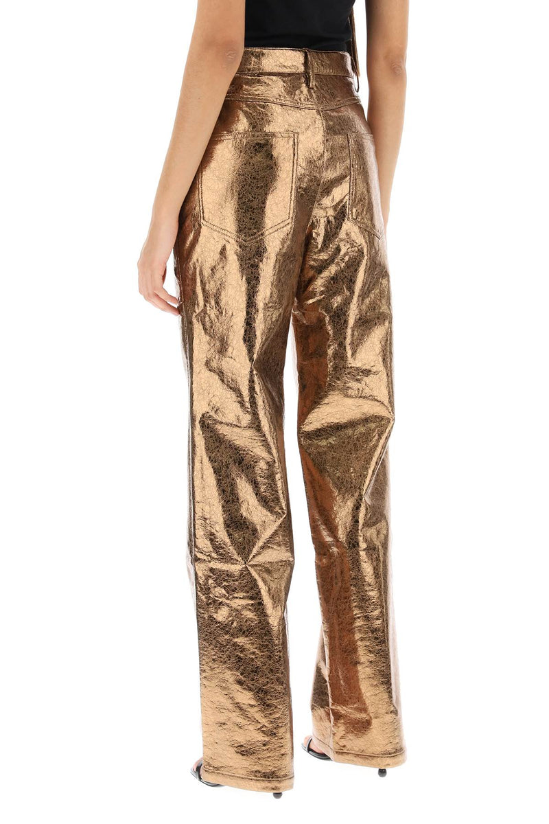 Rotate Textured Laminated Pants-Women's Fashion - Women's Clothing - Bottoms - Pants & Capris-Rotate-36-Metallic-Urbanheer