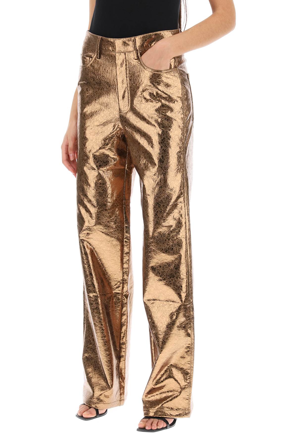 Rotate Textured Laminated Pants-Women's Fashion - Women's Clothing - Bottoms - Pants & Capris-Rotate-36-Metallic-Urbanheer
