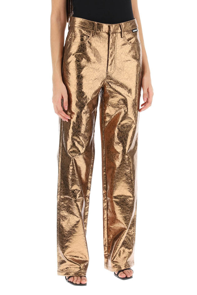 Rotate Textured Laminated Pants-Women's Fashion - Women's Clothing - Bottoms - Pants & Capris-Rotate-36-Metallic-Urbanheer