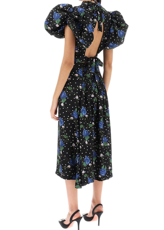 Rotate midi dress with balloon sleeves