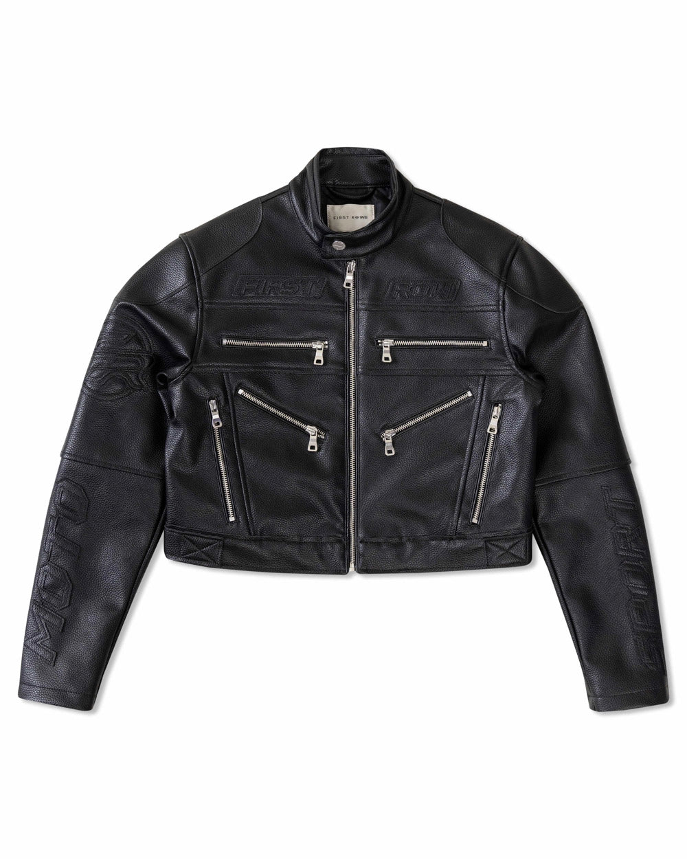 Leather Racing Cropped Jacket-Clothing - Women-Vibrant M.i.U-Urbanheer