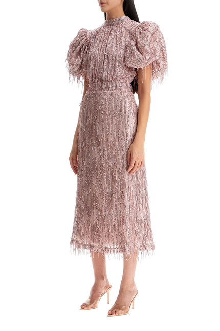 Rotate midi dress with sequin fringe detailing