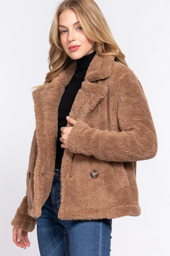 Faux Fur Sherpa Jacket Camel-Jacket-Blak Wardrob-Urbanheer