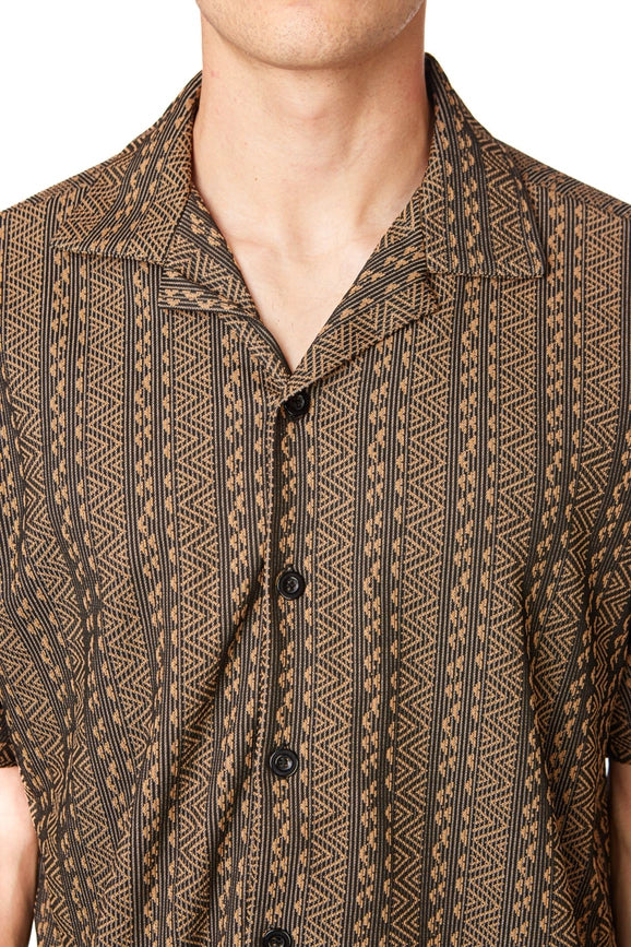 Crochet/Textured Short Sleeve Men's Shirt (4057)