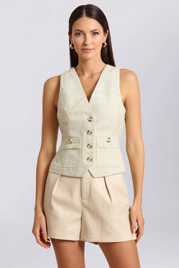 Tailored Tweed Suit Vest Green-Suit Vest-Avec Les Filles-Urbanheer