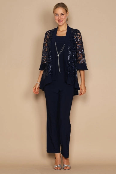 R&M Richards 2343 Formal Pantsuit With Jacket Clearance-Dylan & Davids-6-Navy-Urbanheer