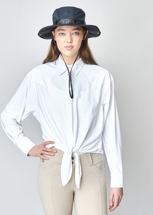 Front Tie Riding Shirt White-Activewear Shirt-Yagya-XXS-Urbanheer