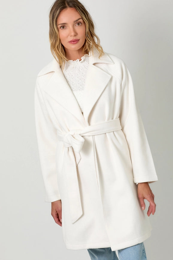 Lapel Collar Robe Coat  Snow White