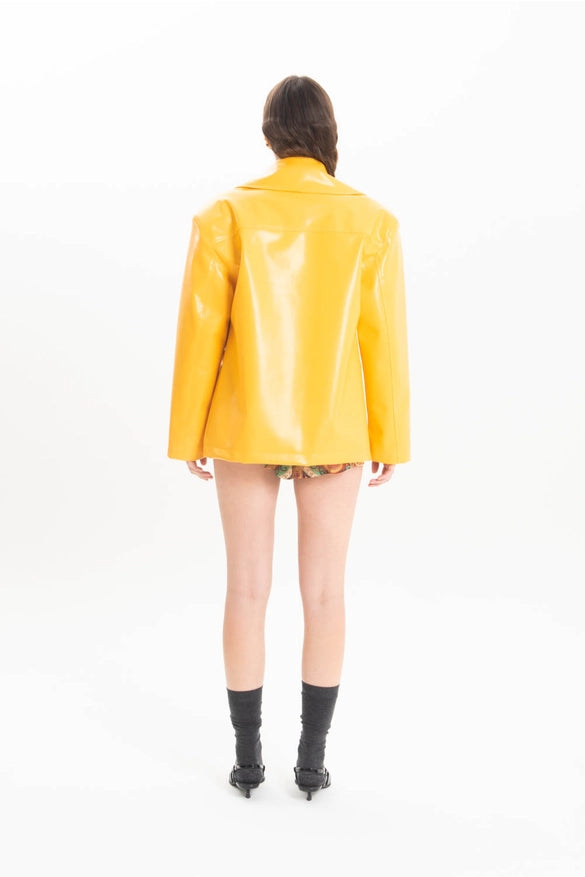 Ochre Imitation Leather Jacket-Jacket-Nicole Baratta-One size-Urbanheer