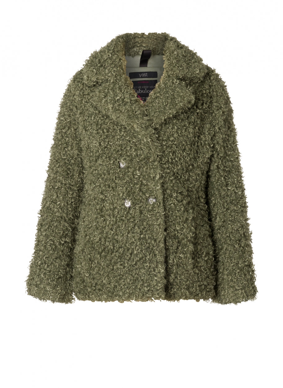 Green Faux Fur Jacket.-Clothing - Women-Yest-Urbanheer