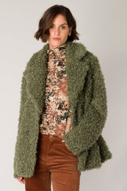 Green Faux Fur Jacket.-Clothing - Women-Yest-Urbanheer