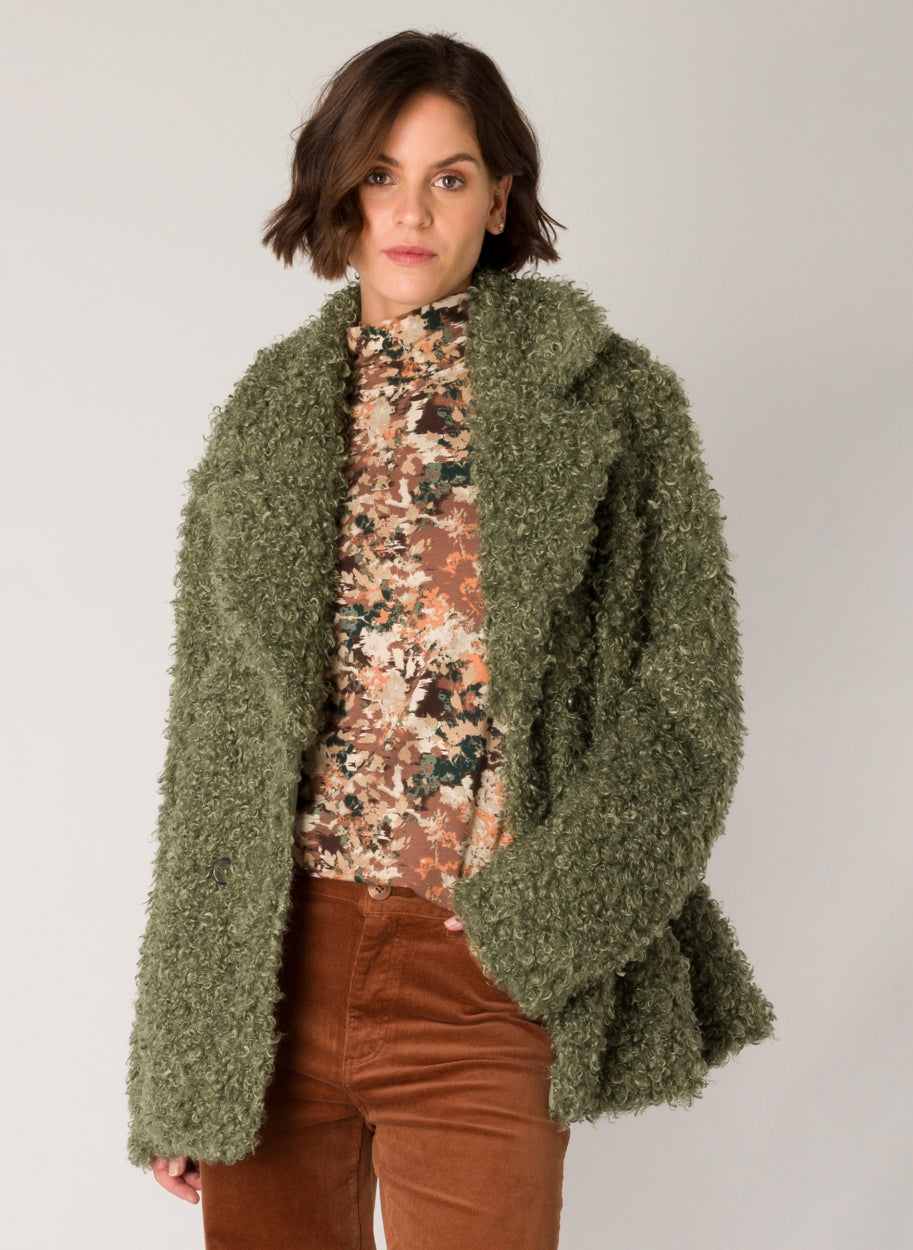 Green Faux Fur Jacket.-Clothing - Women-Yest-Urbanheer