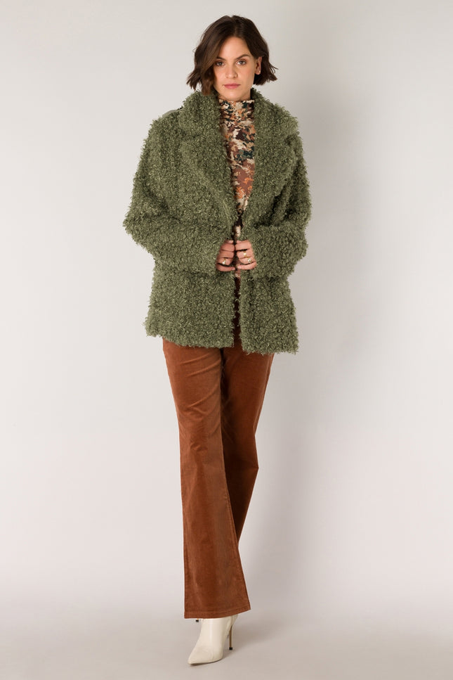 Green Faux Fur Jacket.-Clothing - Women-Yest-Urbanheer