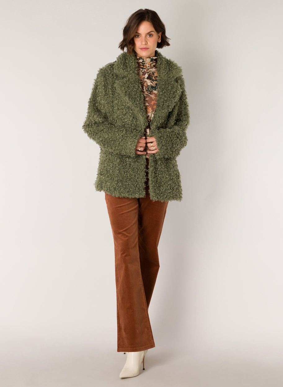 Green Faux Fur Jacket.-Clothing - Women-Yest-Urbanheer