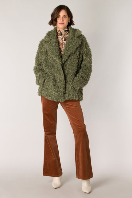 Green Faux Fur Jacket.-Clothing - Women-Yest-Urbanheer