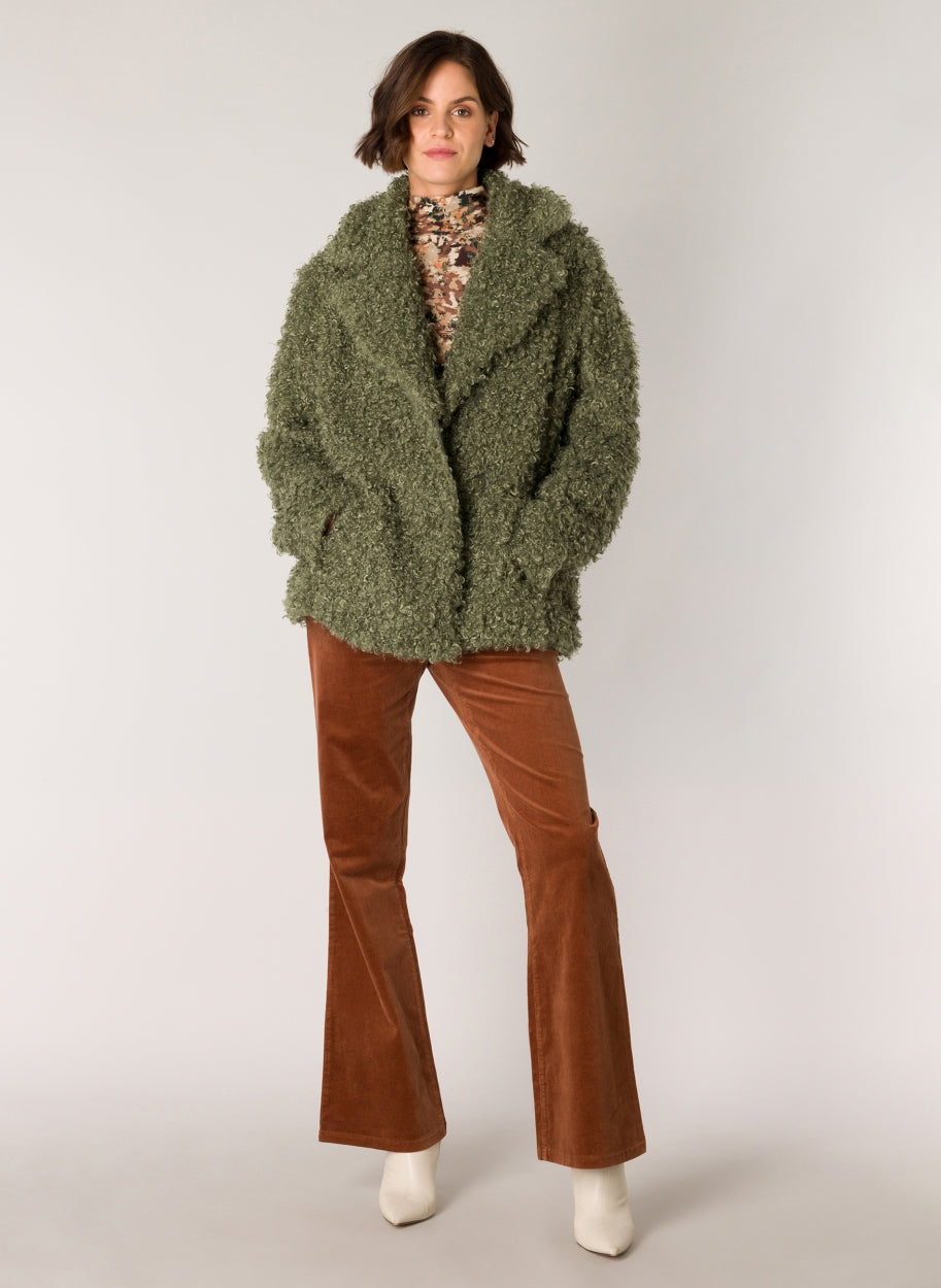 Green Faux Fur Jacket.-Clothing - Women-Yest-Urbanheer