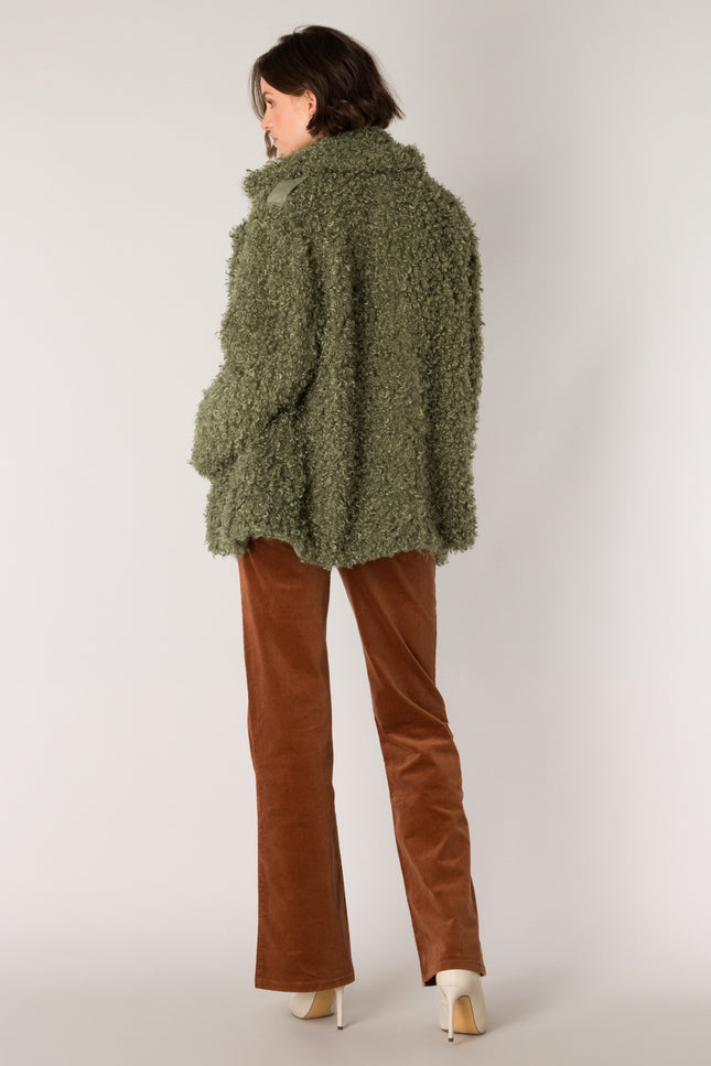 Green Faux Fur Jacket.-Clothing - Women-Yest-Urbanheer