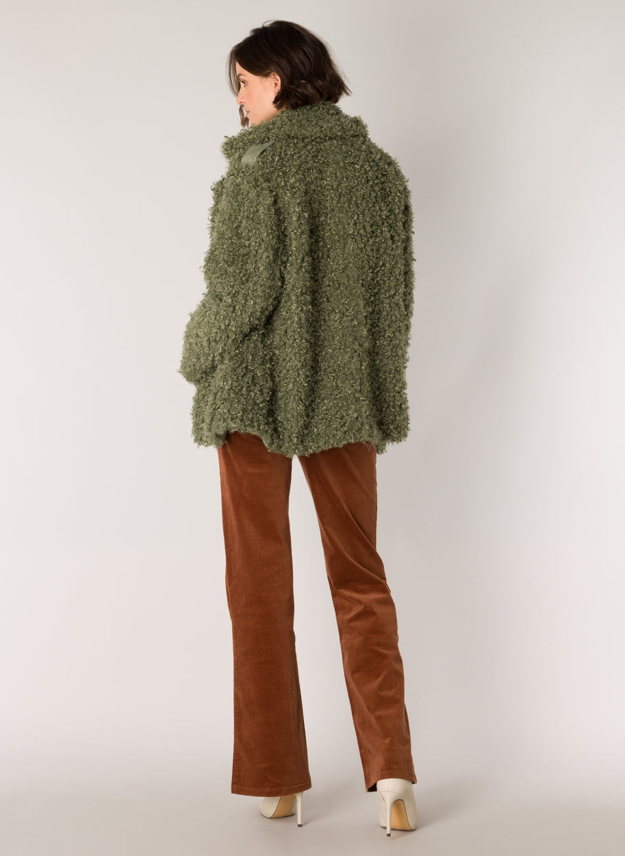 Green Faux Fur Jacket.-Clothing - Women-Yest-Urbanheer