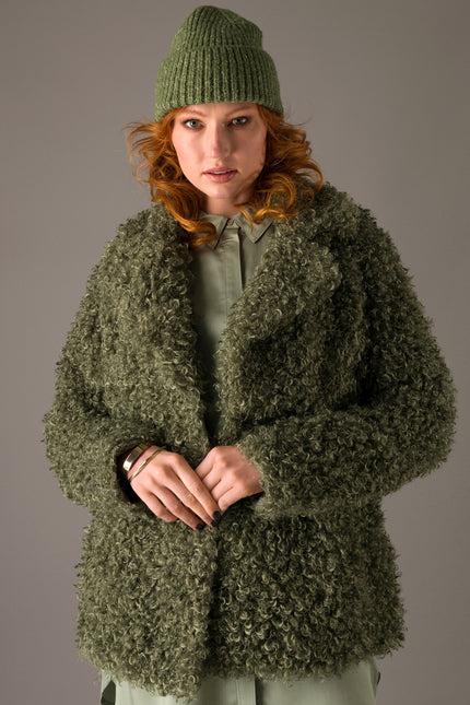 Green Faux Fur Jacket.-Clothing - Women-Yest-Urbanheer