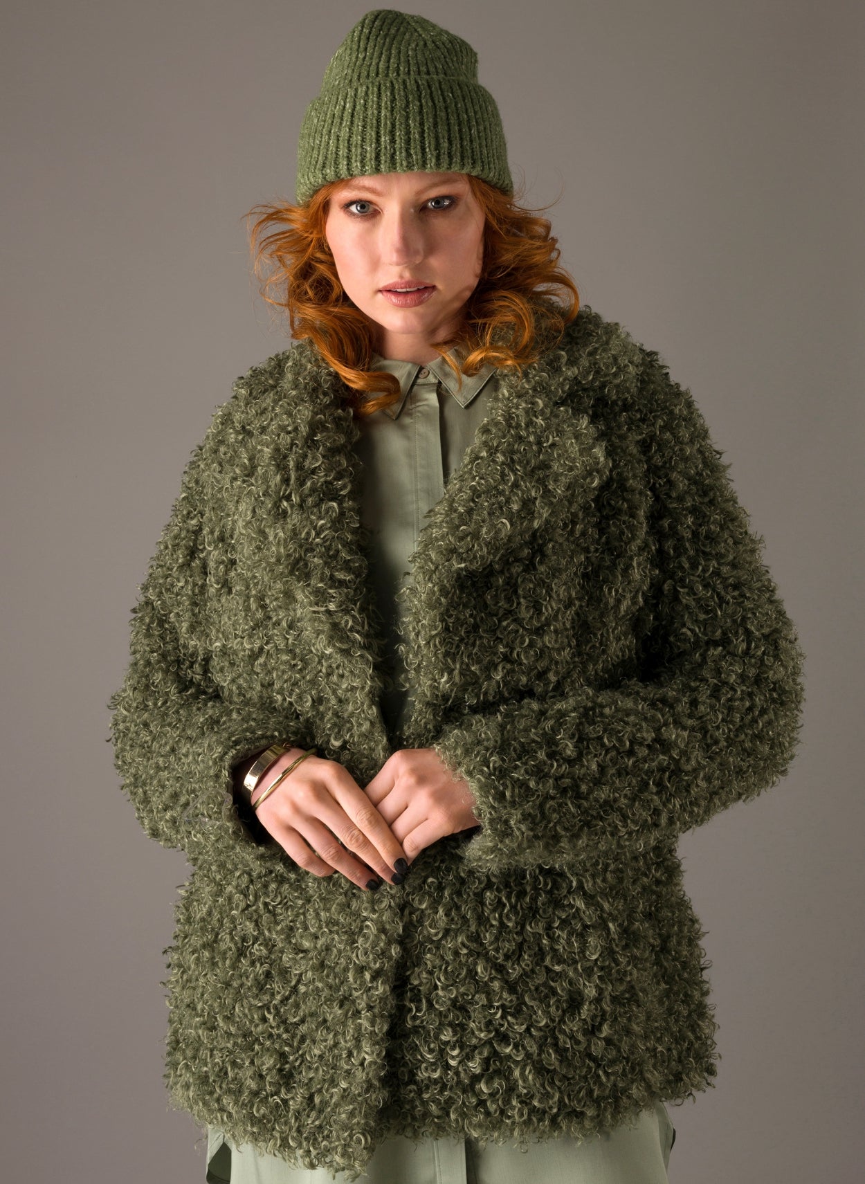 Green Faux Fur Jacket.-Clothing - Women-Yest-Urbanheer