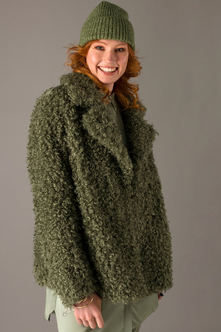 Green Faux Fur Jacket.-Clothing - Women-Yest-Urbanheer