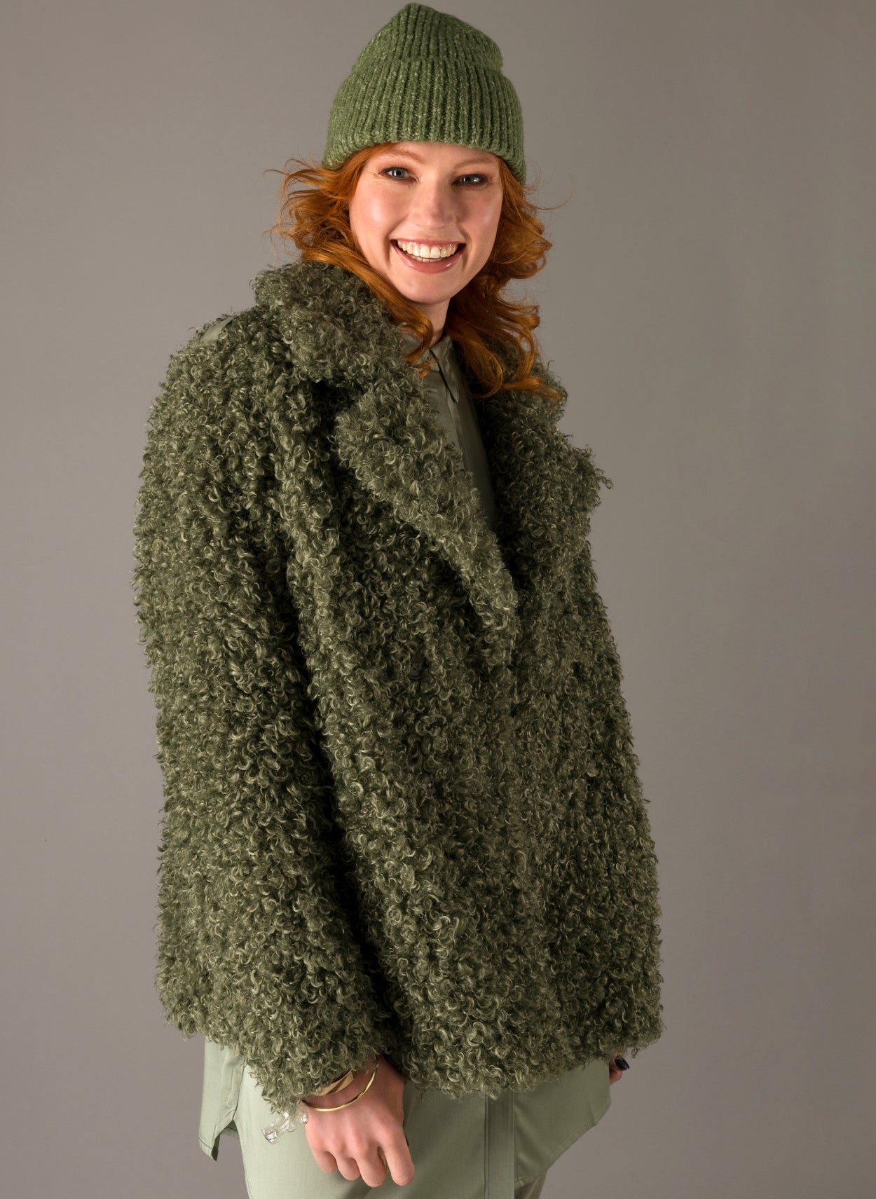 Green Faux Fur Jacket.-Clothing - Women-Yest-Urbanheer