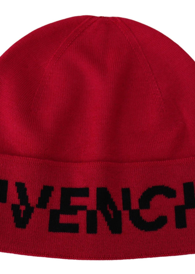 Givenchy Elegant Wool Beanie with Signature Contrast Logo