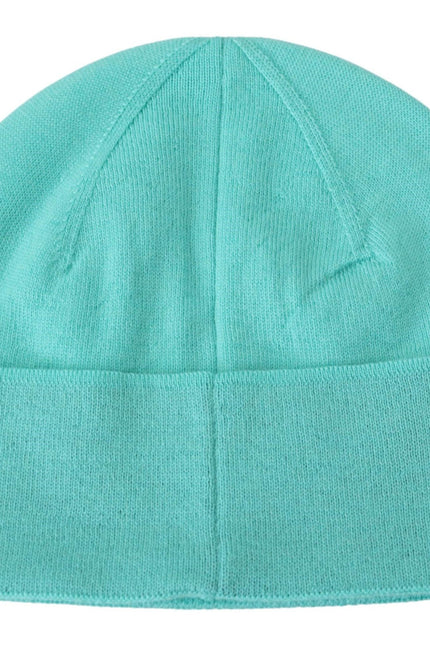 Givenchy Aquamarine Green Wool Beanie with Signature Logo