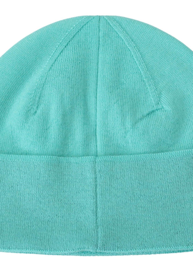 Givenchy Aquamarine Green Wool Beanie with Signature Logo