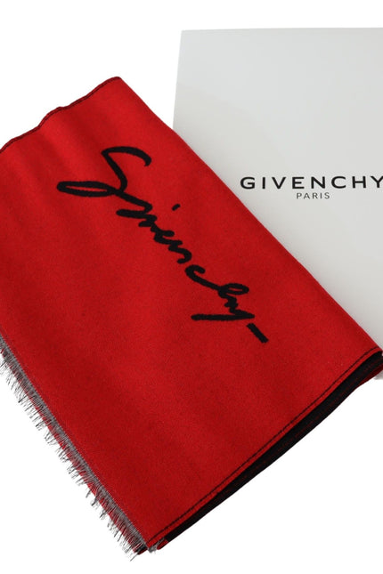 Givenchy Elegant Red Wool Blend Unisex Scarf