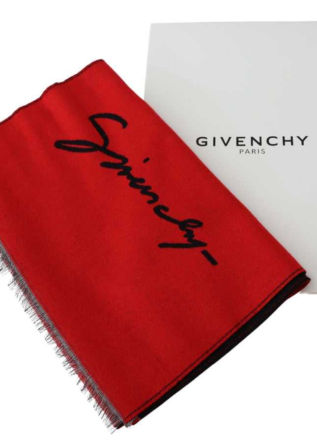 Givenchy Elegant Red Wool Blend Unisex Scarf