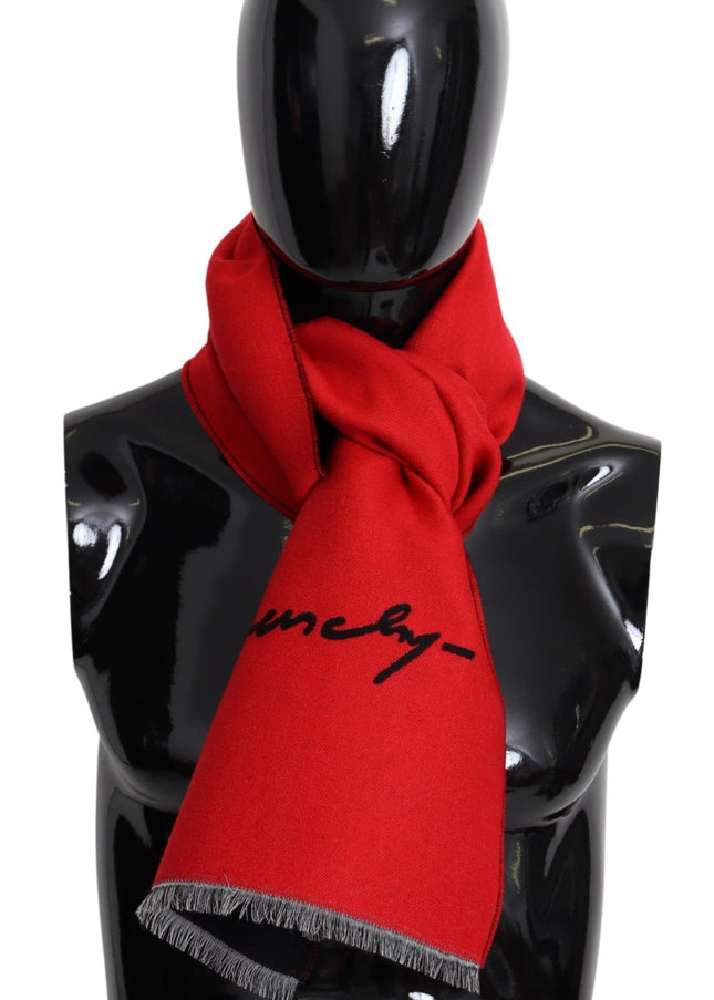 Givenchy Elegant Red Wool Blend Unisex Scarf