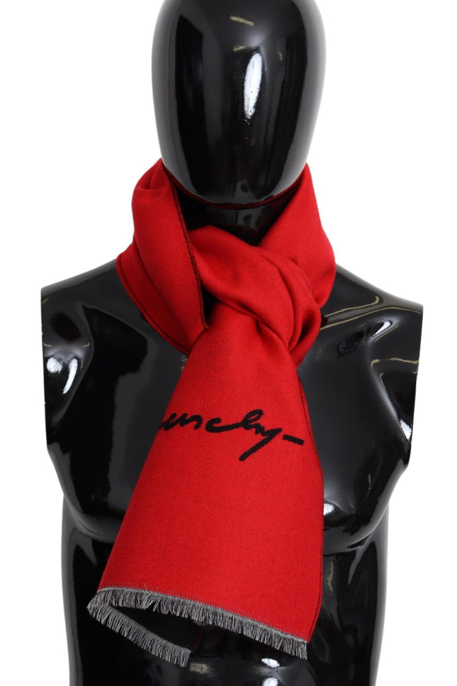 Givenchy Elegant Red Wool Blend Unisex Scarf