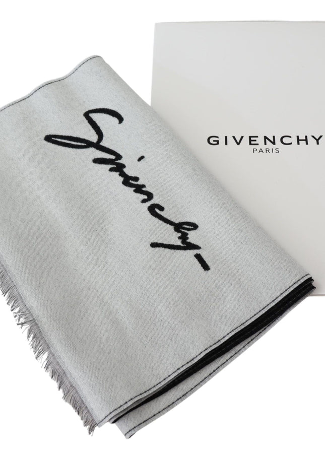 Givenchy Elegant Monochrome Wool-Silk Blend Scarf