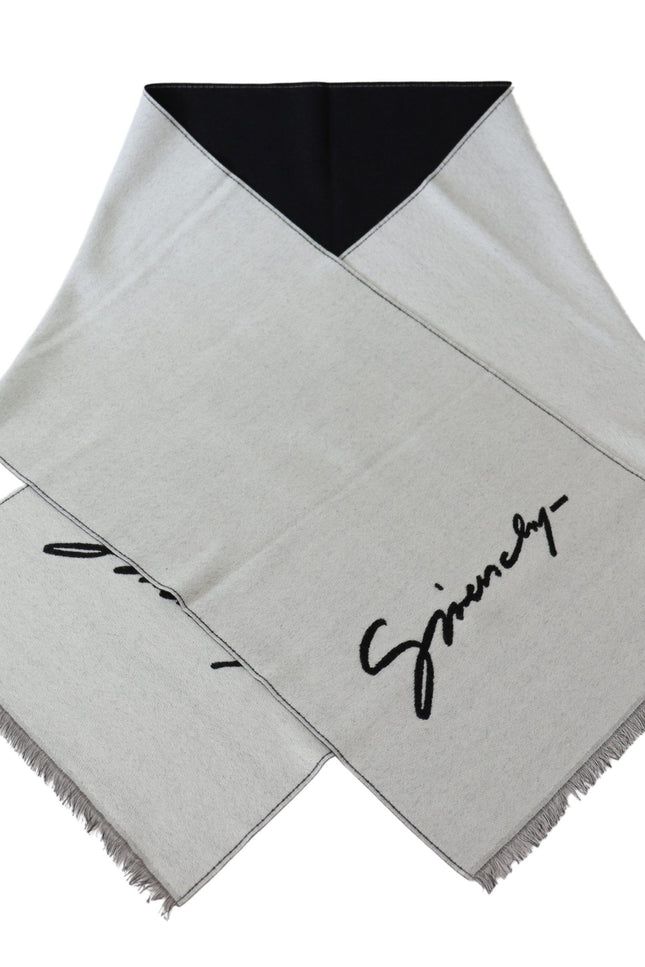 Givenchy Elegant Monochrome Wool-Silk Blend Scarf