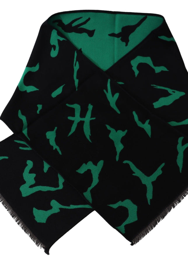 Givenchy Elegant Wool Silk Black Unisex Scarf