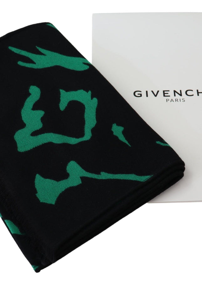 Givenchy Elegant Wool Silk Black Unisex Scarf