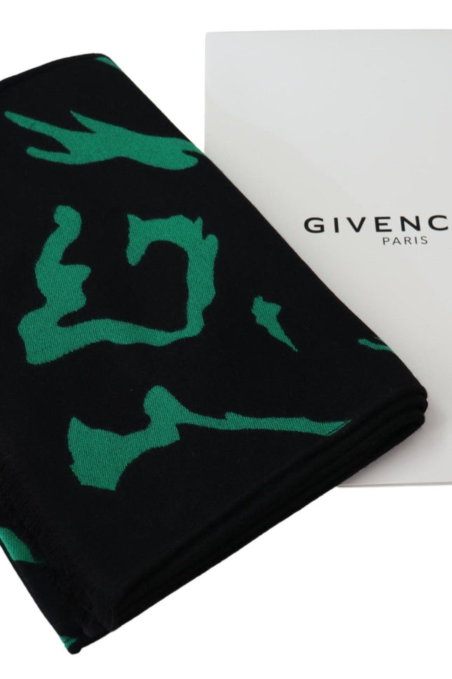 Givenchy Elegant Wool Silk Black Unisex Scarf