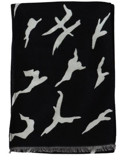 Givenchy Elegant Unisex Wool-Silk Scarf in Black & White