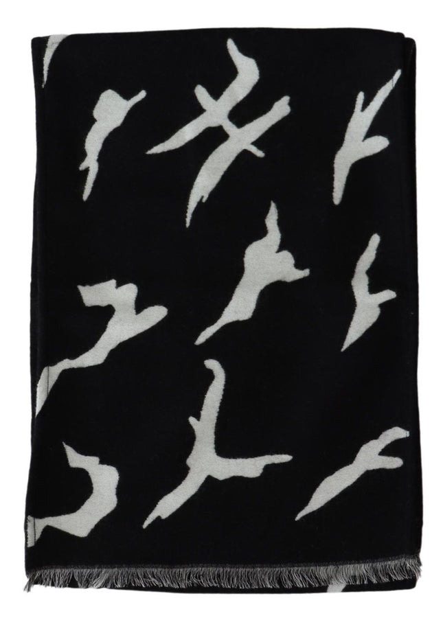 Givenchy Elegant Unisex Wool-Silk Scarf in Black & White