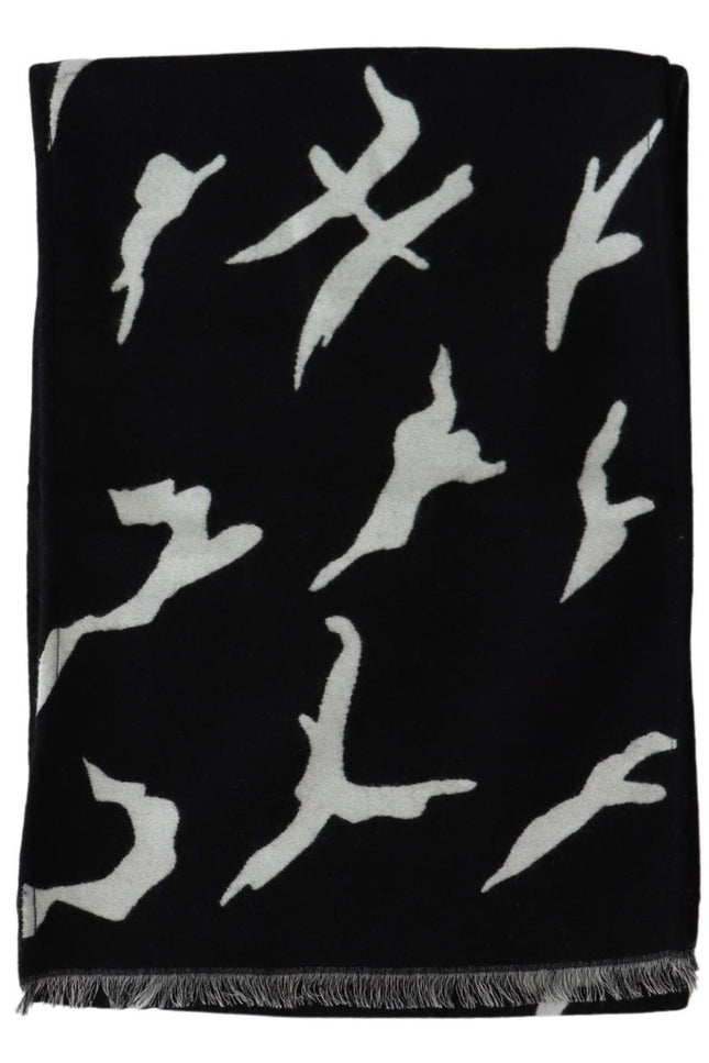 Givenchy Elegant Unisex Wool-Silk Scarf in Black & White