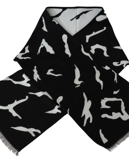 Givenchy Elegant Unisex Wool-Silk Scarf in Black & White