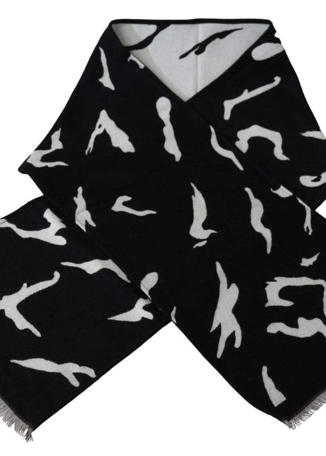 Givenchy Elegant Unisex Wool-Silk Scarf in Black & White