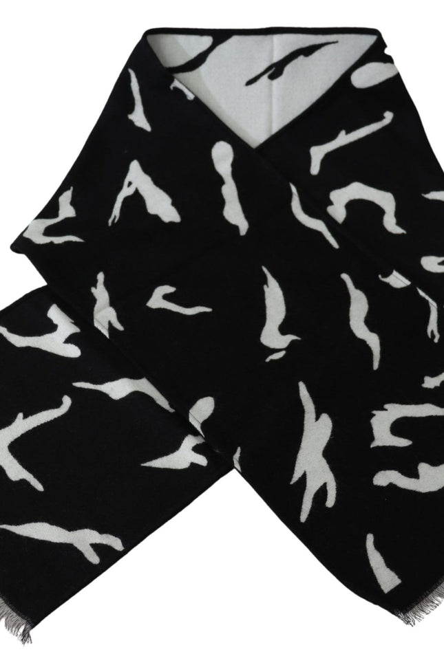 Givenchy Elegant Unisex Wool-Silk Scarf in Black & White