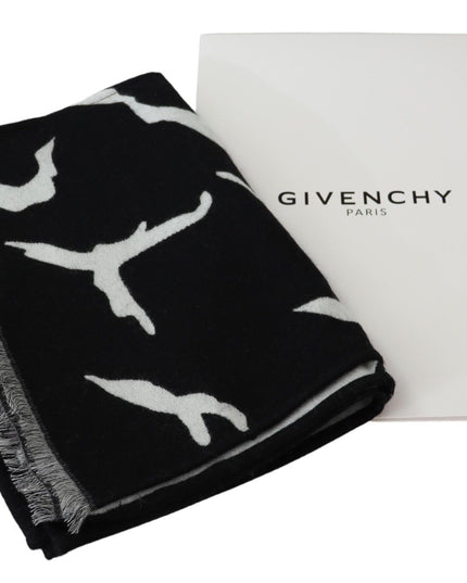 Givenchy Elegant Unisex Wool-Silk Scarf in Black & White