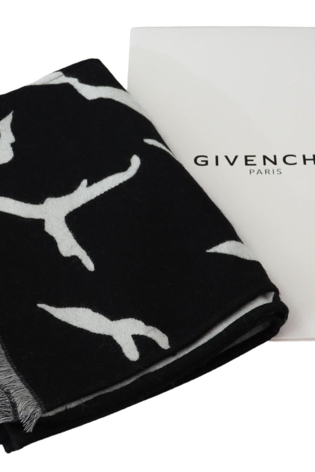 Givenchy Elegant Unisex Wool-Silk Scarf in Black & White