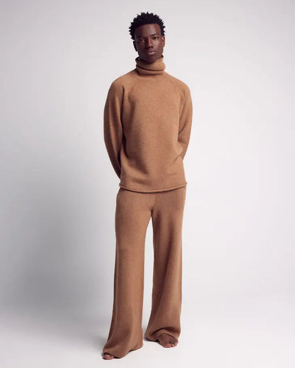 Lucca Cashmere Knitted Wide Pants-Clothing Knitwear-Leap Concept-Brown-S-Urbanheer